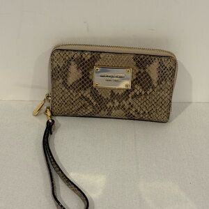 Michael Kors Beige Snake Print Wristlet